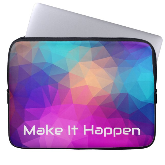 Capa Para Notebook Lona de Neoprene Personalizada com Citação Geométr (Frente)