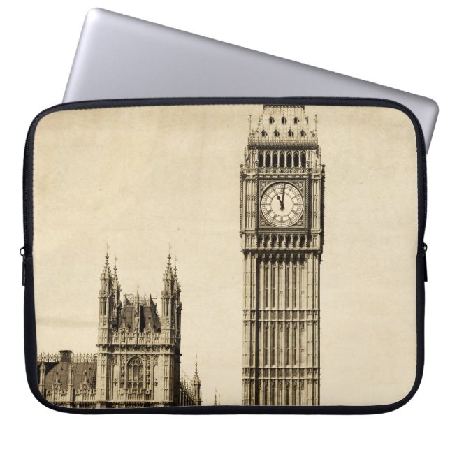 Capa Para Notebook London Big Ben: Vintage View (Frente)