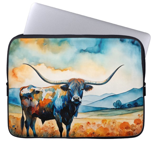 Capa Para Notebook Longhorn Steer in a pasture (Frente)