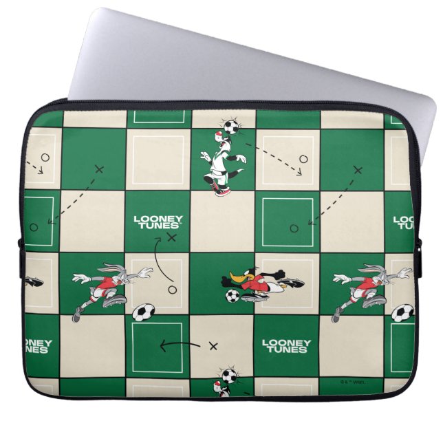 Capa Para Notebook LOONEY TUNES™ Padrão de Grade de Futebol (Frente)