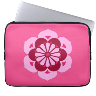 Capa Para Notebook Lotus Flower Mandala, Fuchsia Pink e Burgundy