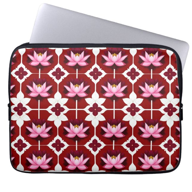 Capa Para Notebook Lótus Rosa Desenho Floral Vibrante (Frente)