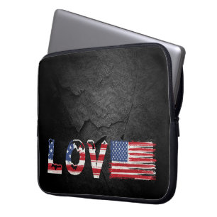 Capa Para Notebook Love American Flag em Black Rock