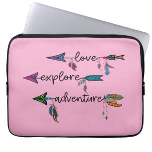 Capa Para Notebook Love Explore Adventure Arrow Tribal Boho Design