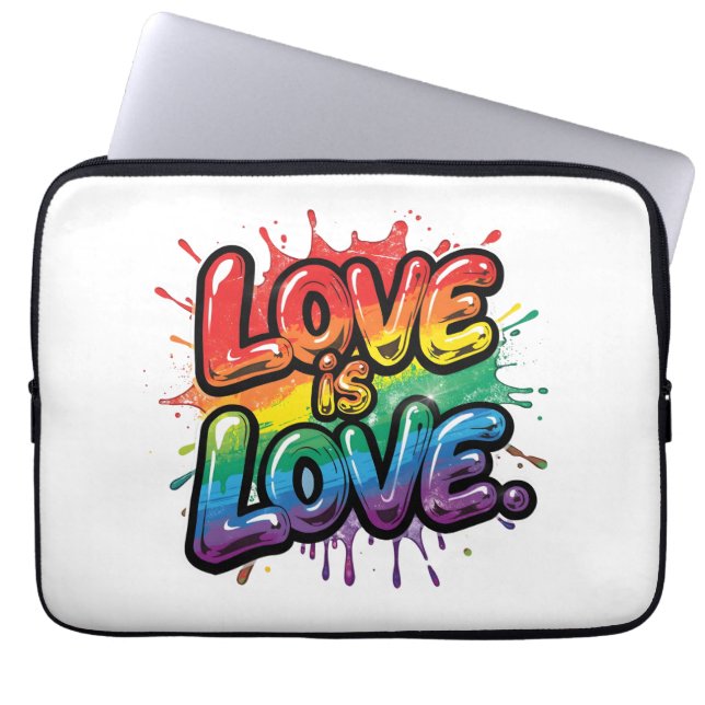Capa Para Notebook Love Is Love - Rainbow Pride Quote Art  (Frente)