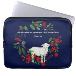 Capa Para Notebook Love One Another | Lamb & Floral Laptop Sleeve