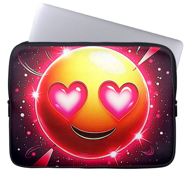 Capa Para Notebook Love Sparkle Emoji Hearts (Frente)