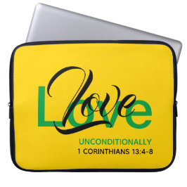 Capa Para Notebook LOVE UNCONDITIONALLY Agape Christian Yellow