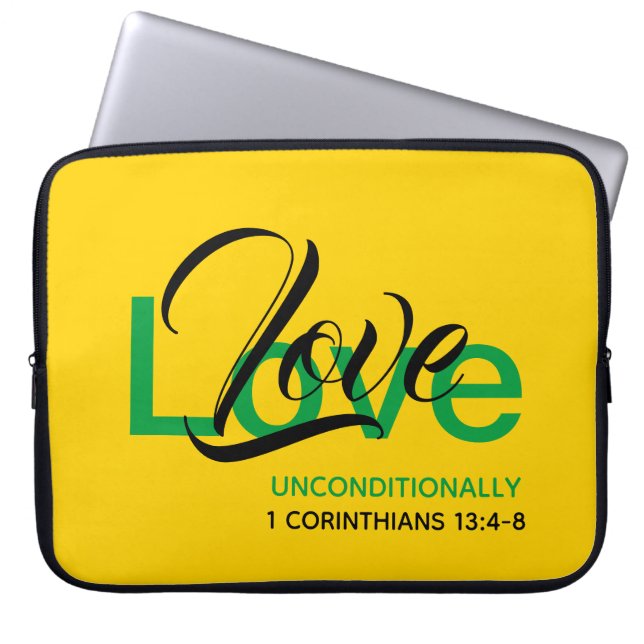Capa Para Notebook LOVE UNCONDITIONALLY Agape Christian Yellow (Frente)