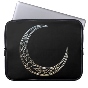 Capa Para Notebook Lua crescente celta de prata e preta