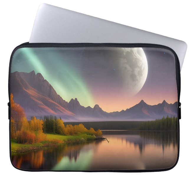 Capa Para Notebook Lua sobre Paisagem Montanha (Frente)