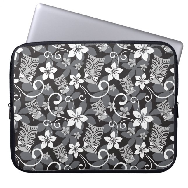 CAPA PARA NOTEBOOK LUAU TIKI PATTERN (CHARCOAL) (Frente)