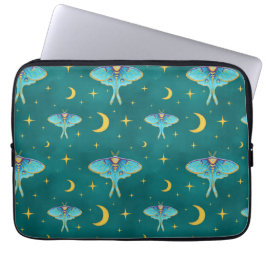 Capa Para Notebook Luna Moth Celestial Moons & Stars Teal
