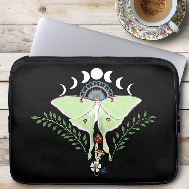 Capa Para Notebook Luna Moth Fases da Lua Preta (Criador carregado)