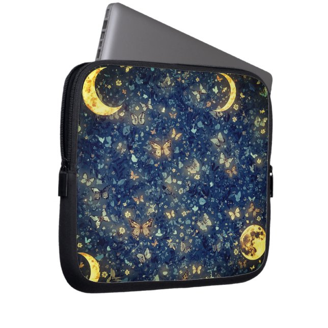 Capa Para Notebook Lunar Glow Cosmic Blue Night Garden (Frente Esquerda)