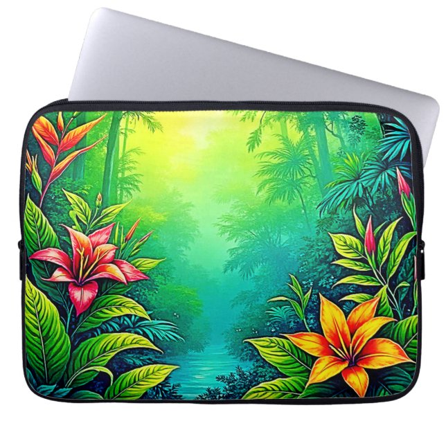 Capa Para Notebook Lush Tropical Jungle Oasis Design (Frente)