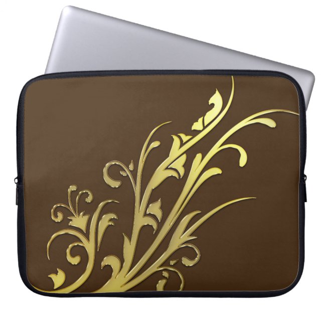 Capa Para Notebook Luxo Abstrato Flor de Ouro Falso (Frente)