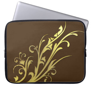 Capa Para Notebook Luxo Abstrato Flor Dourada Falsa