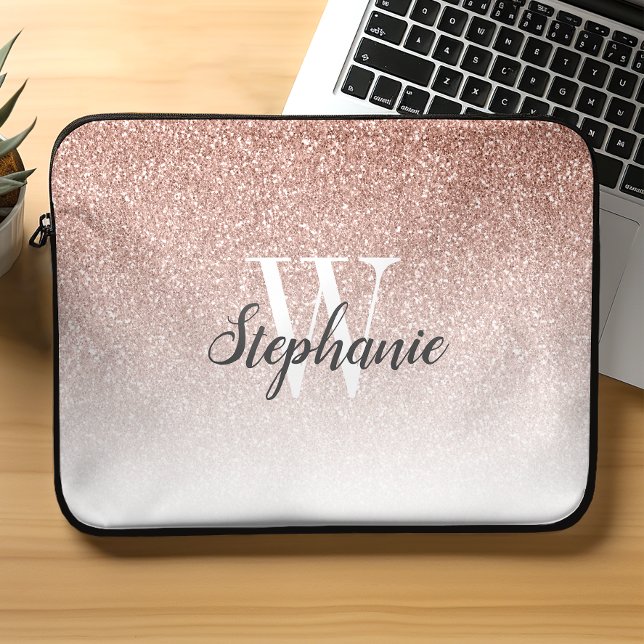 Capa Para Notebook Luxo em Rosa Dourado com Efeito Ombre e Glitter Fa (Criador carregado)