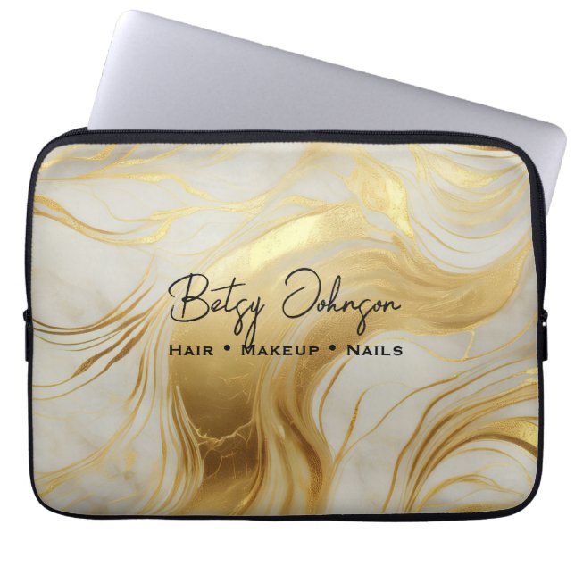 Capa Para Notebook Luxúria e Eletrônicos Dourados marmoreados (Frente)