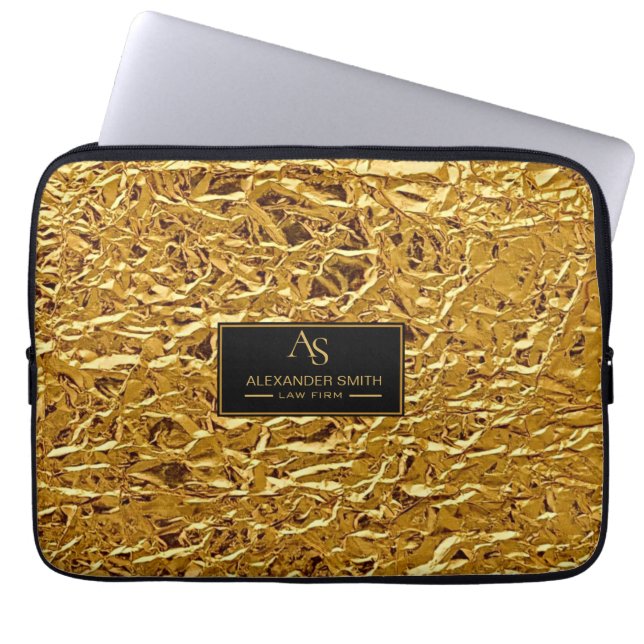 Capa Para Notebook Luxury Crumpled Gold Foil Texture Elegant Metallic (Frente)