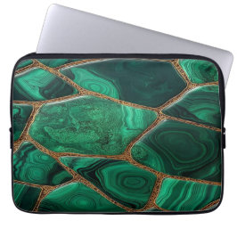 Capa Para Notebook Luxury Emerald Malachite Green Marble Abstract