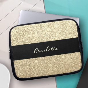 Capa Para Notebook Luxury Sparkle Dourado Glitter Name