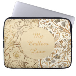 Capa Para Notebook Luxury,Valentine's Day,Lovely Gold Flowers Pattern
