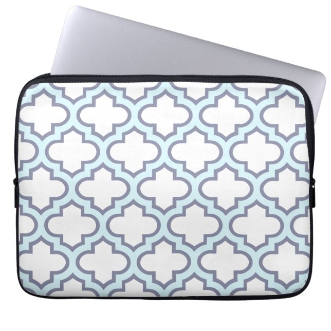 Capa Para Notebook Luz elegante - teste padrão azul de Quatrefoil do (Frente)
