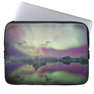 Capa Para Notebook Luzes da Aurora Refletem Lagoa   Islândia