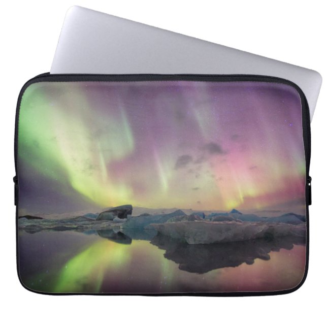 Capa Para Notebook Luzes da Aurora refletidas na Lagoa (Frente)