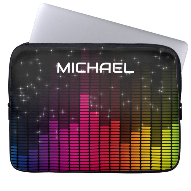 Capa Para Notebook Luzes de Discoteca Equalizador Música Volume Perso (Frente)