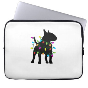Capa Para Notebook Luzes de Natal do Bull Terrier Dog