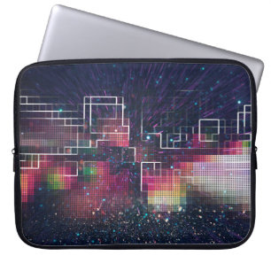 Capa Para Notebook Luzes de néon retrógradas e padrão geométrico 