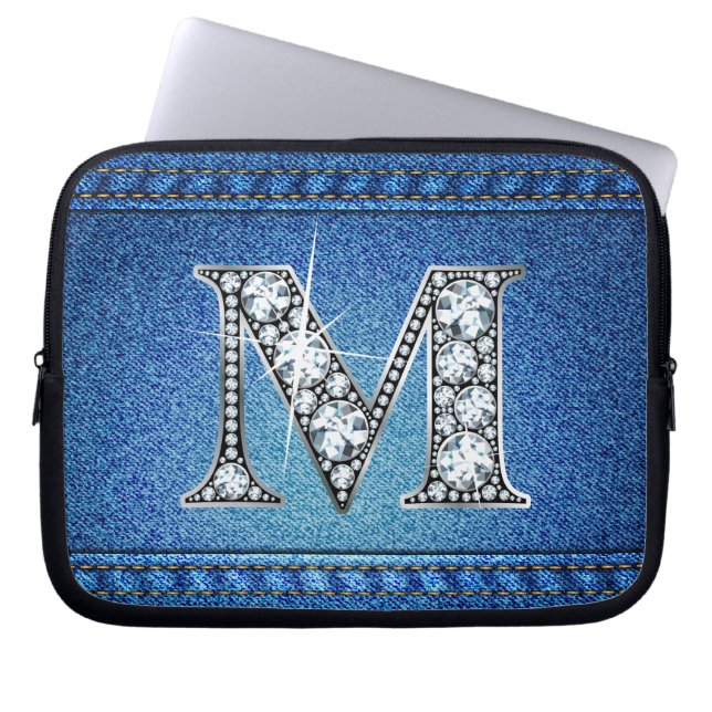 Capa Para Notebook M "Diamond" Denim Stitting Eletrônicos Bag (Frente)