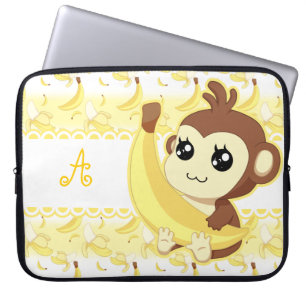 Capa Para Notebook Macaco bonito de Kawaii que guardara o monograma