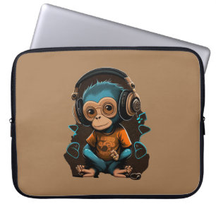 Capa Para Notebook Macaco Bonito Ouvindo Música, Música Macaco Imerso