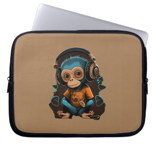 Capa Para Notebook Macaco Bonito Ouvindo Música, Música Macaco Imerso