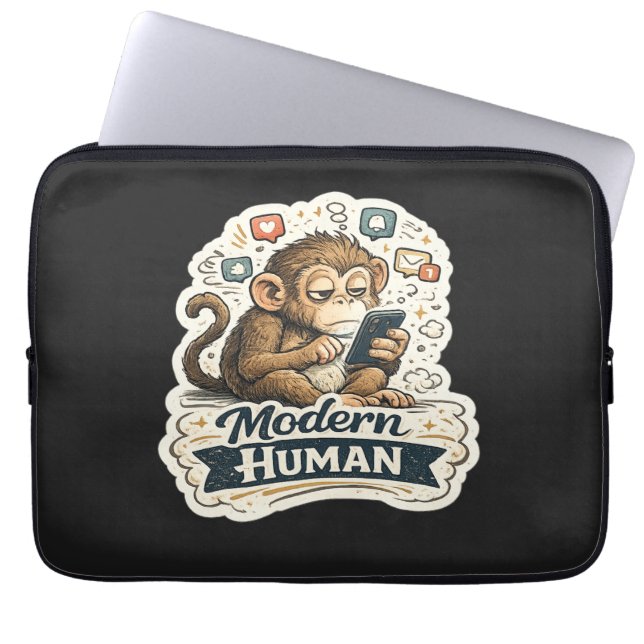 Capa Para Notebook Macaco Engraçado Humano Moderno Smartphone Mídia S (Frente)