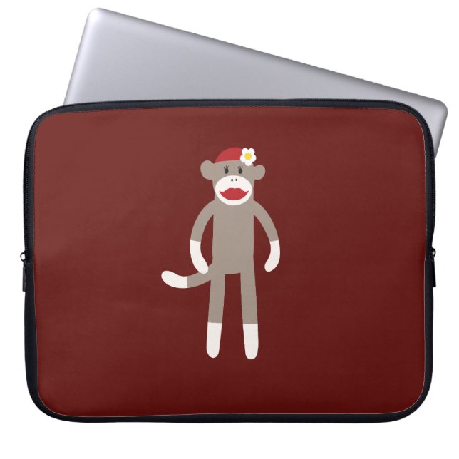 Capa Para Notebook Macaco-meia-garota bonita em vermelho (Frente)