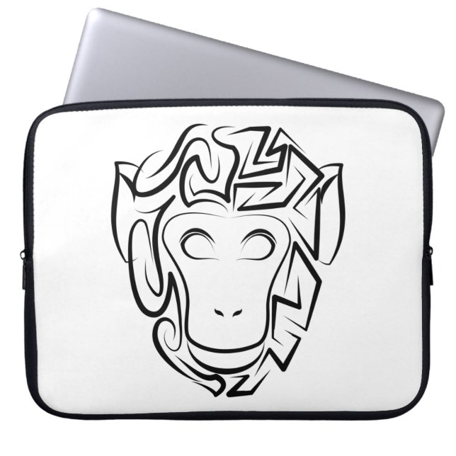 Capa Para Notebook Macaco preto e branco tribal (Frente)