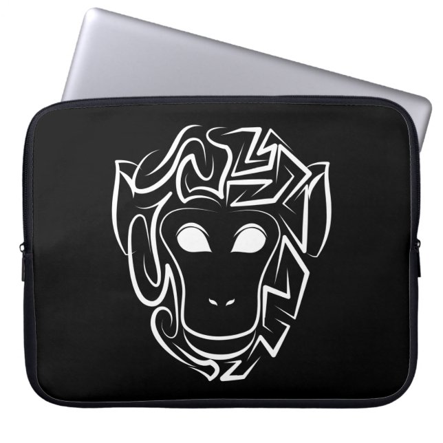 Capa Para Notebook Macaco preto e branco tribal (Frente)