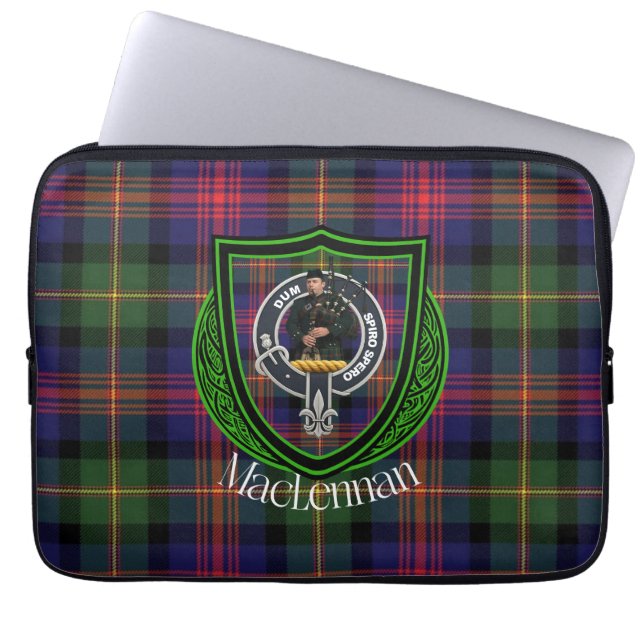 Capa Para Notebook MacLennan Scottish Clan Tartan & Crest (Frente)
