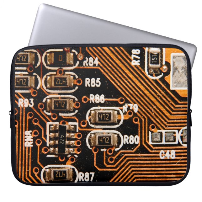Capa Para Notebook macro tomada de circuito,cabos,capacitores,placa, (Frente)