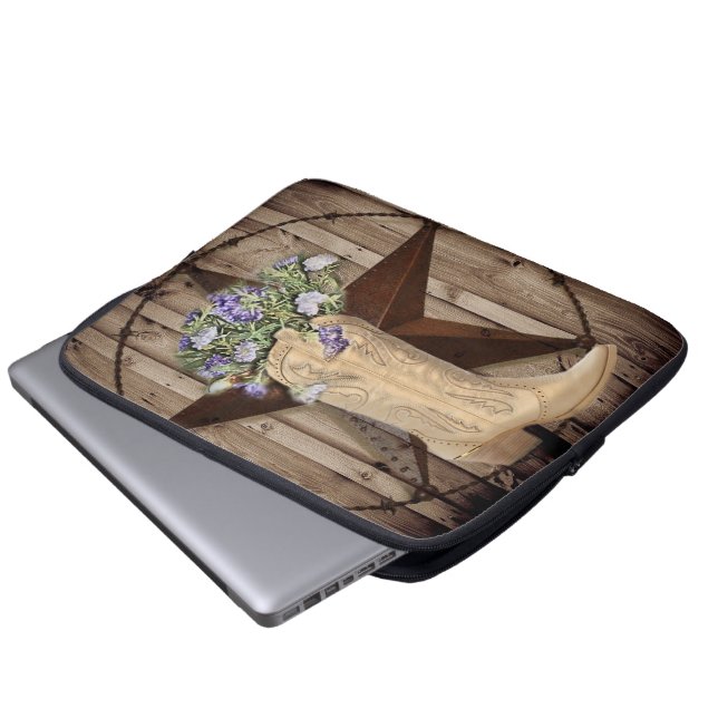 Capa Para Notebook madeira de celeiro rústico flor silvestre caubói c (Frente Inferior)