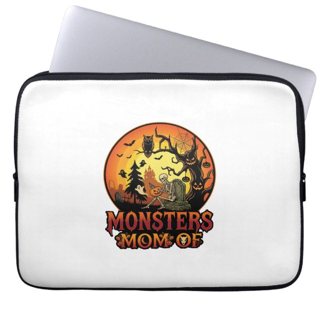 Capa Para Notebook Mãe dos Monstros Halloween Esqueleto Abóbora Coruj (Frente)