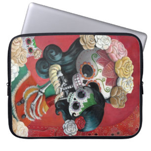 Capa Para Notebook Mãe e filha de Diâmetro de Los Muertos Esqueleto