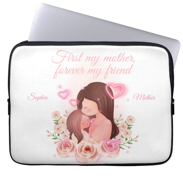 Capa Para Notebook Mãe e Filha, Nomes Personalizados (Frente)