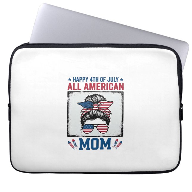 Capa Para Notebook Mãe totalmente americana, design de camiseta vinta (Frente)