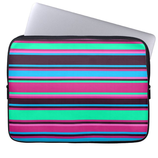 Capa Para Notebook Magenta, Aqua, e Eletrônicos com risca azul (Frente)